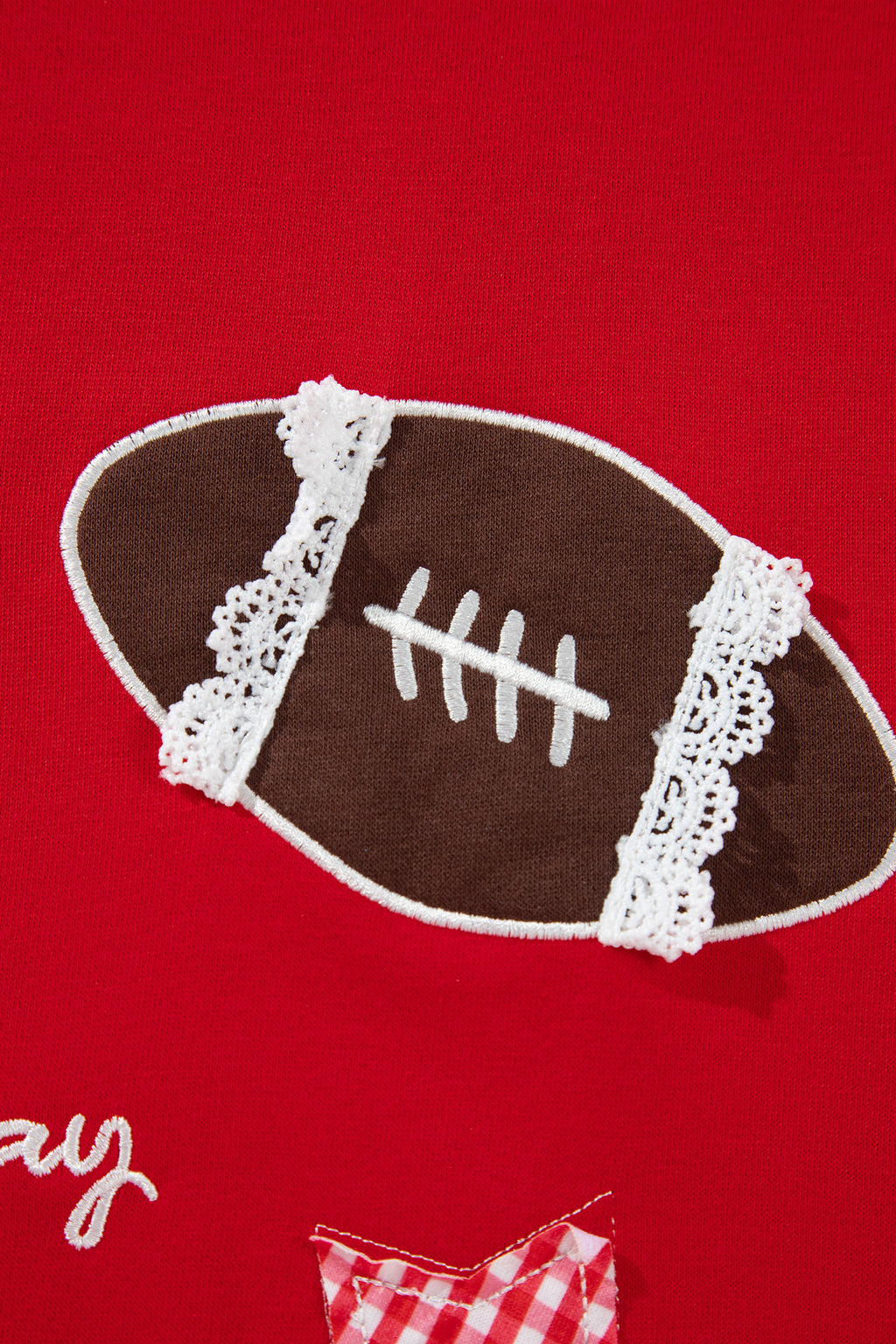 Black Gingham Patch Embroidered Rugby Game Day Stars Sweatshirt