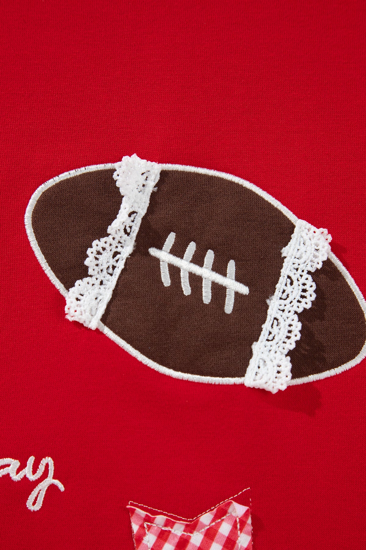 Black Gingham Patch Embroidered Rugby Game Day Stars Sweatshirt